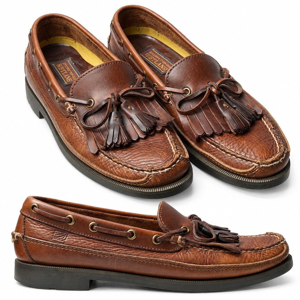 Vtg SPERRY Top-Sider Wetlands Kiltie Tassel Loafer Men Sz 9M Brown Leather Y2K